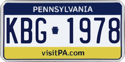 PA license plate KBG1978