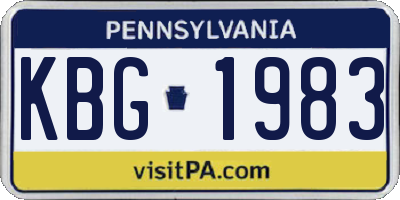 PA license plate KBG1983