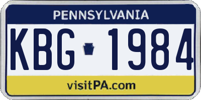 PA license plate KBG1984