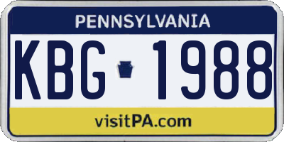 PA license plate KBG1988