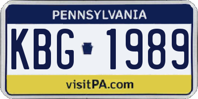 PA license plate KBG1989