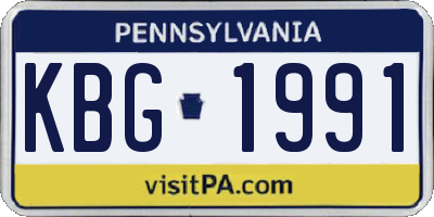 PA license plate KBG1991