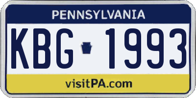 PA license plate KBG1993