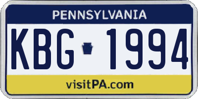 PA license plate KBG1994