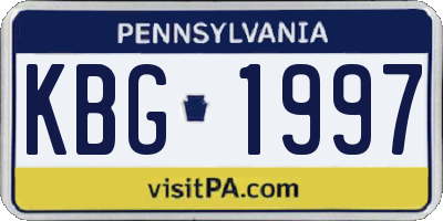 PA license plate KBG1997