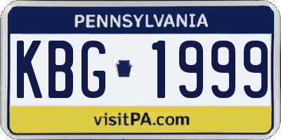 PA license plate KBG1999