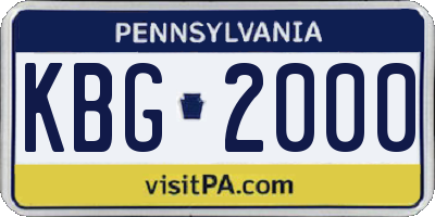 PA license plate KBG2000