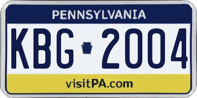 PA license plate KBG2004
