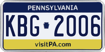 PA license plate KBG2006