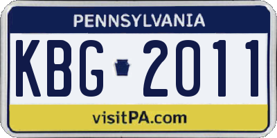 PA license plate KBG2011