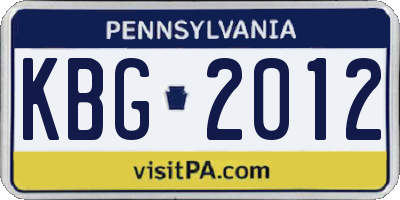 PA license plate KBG2012