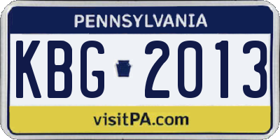 PA license plate KBG2013