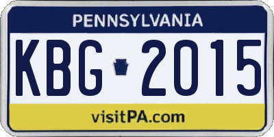 PA license plate KBG2015