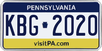 PA license plate KBG2020