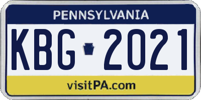 PA license plate KBG2021