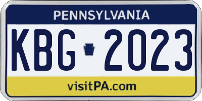 PA license plate KBG2023