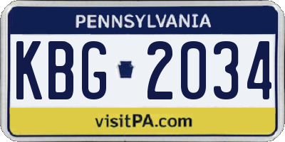 PA license plate KBG2034