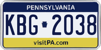 PA license plate KBG2038