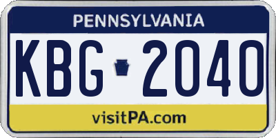 PA license plate KBG2040