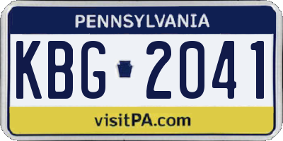 PA license plate KBG2041