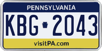 PA license plate KBG2043
