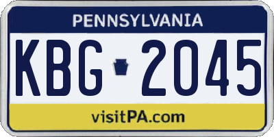 PA license plate KBG2045