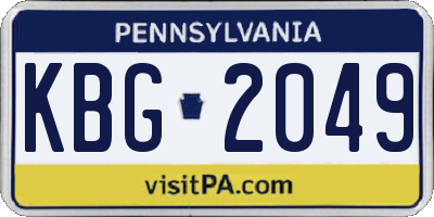 PA license plate KBG2049