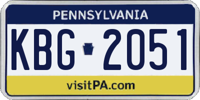 PA license plate KBG2051