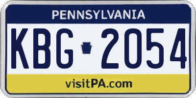 PA license plate KBG2054