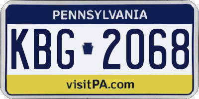 PA license plate KBG2068