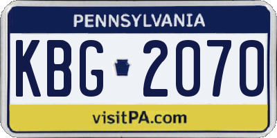 PA license plate KBG2070