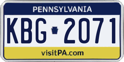 PA license plate KBG2071