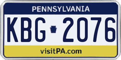 PA license plate KBG2076