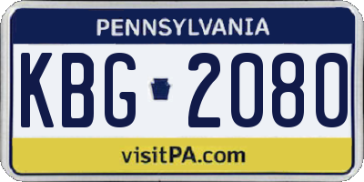 PA license plate KBG2080