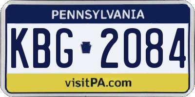 PA license plate KBG2084