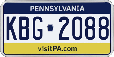 PA license plate KBG2088