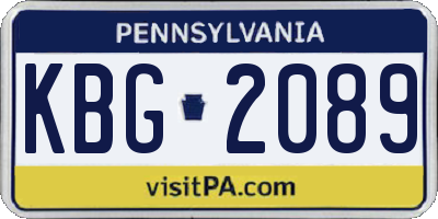 PA license plate KBG2089
