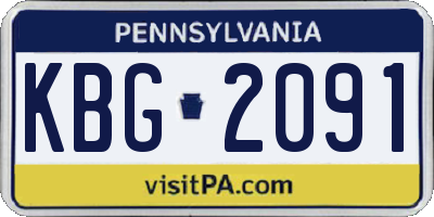 PA license plate KBG2091