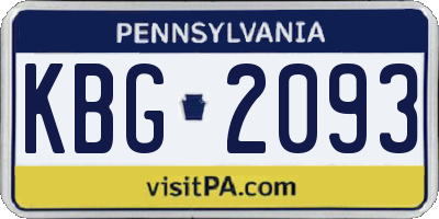 PA license plate KBG2093