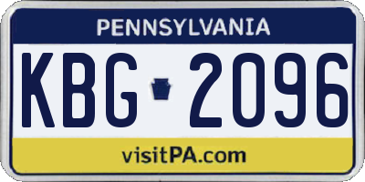PA license plate KBG2096