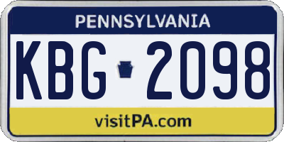PA license plate KBG2098