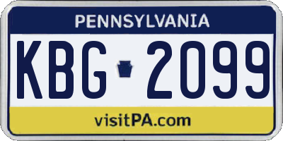 PA license plate KBG2099