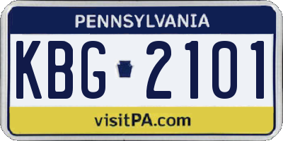 PA license plate KBG2101