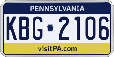 PA license plate KBG2106