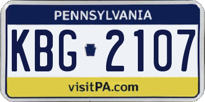 PA license plate KBG2107