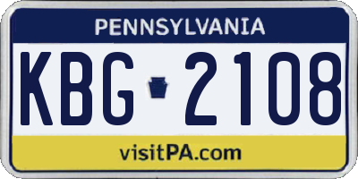 PA license plate KBG2108