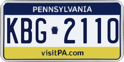 PA license plate KBG2110