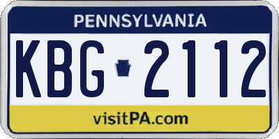 PA license plate KBG2112
