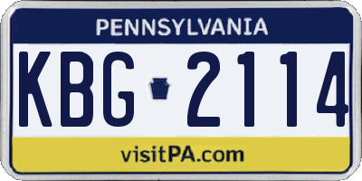 PA license plate KBG2114