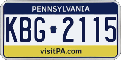 PA license plate KBG2115